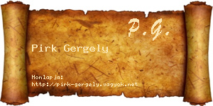 Pirk Gergely névjegykártya